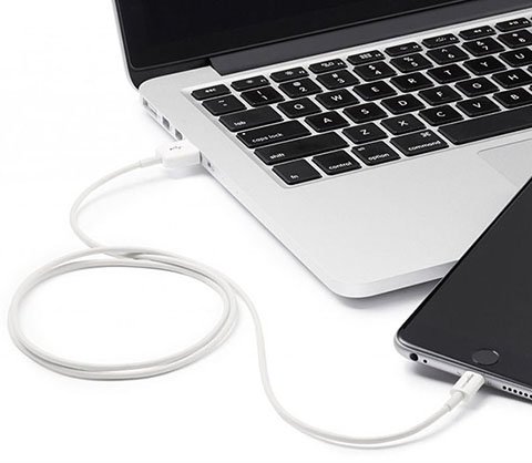 Dispositivo iOs conectado a un portátil Mac: cables lightning baratos