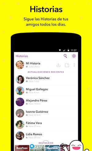 Snapchat historias de tus amigos