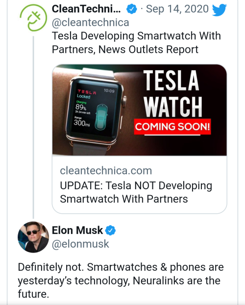 Elon Musk Responde en 2020 ante el lanzamiento de un posible smartwatch de Tesla