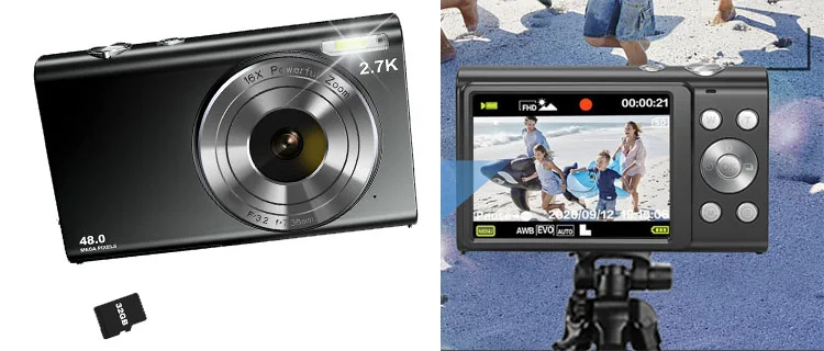 Cámara Digital con Auto-Enfoque 48MP pantalla 2,88 y regalo tarjeta SD