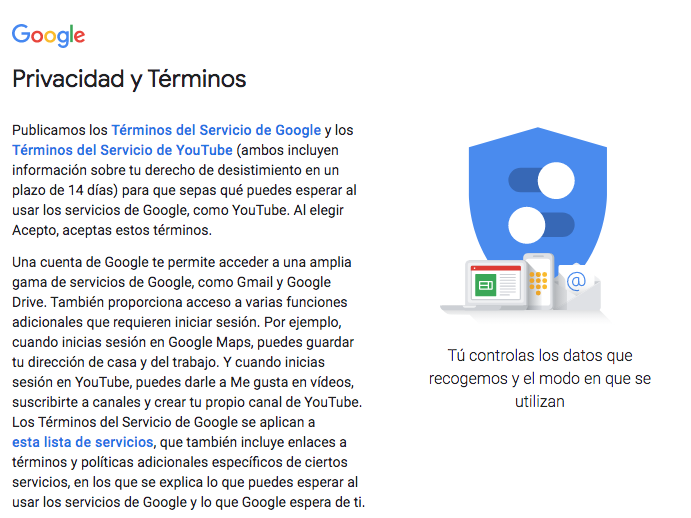 Privacidad y términos de Google
